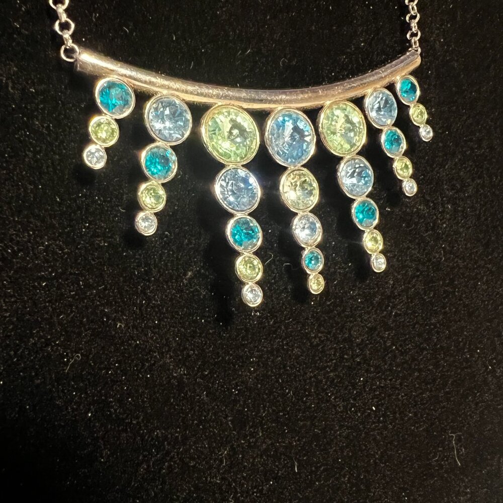 Touchstone Crystal Slider Pendant Necklace with Swarovski Crystals- NWOT